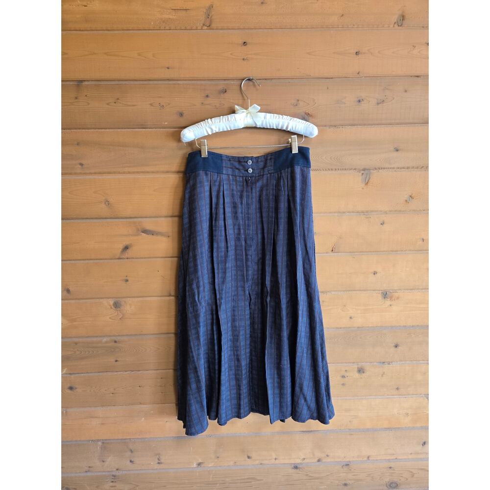 Vintage Skirt Midi High Waisted Pinstripe Fit Flare Pocket Flowy Pinup Retro 12 - Picture 4 of 5